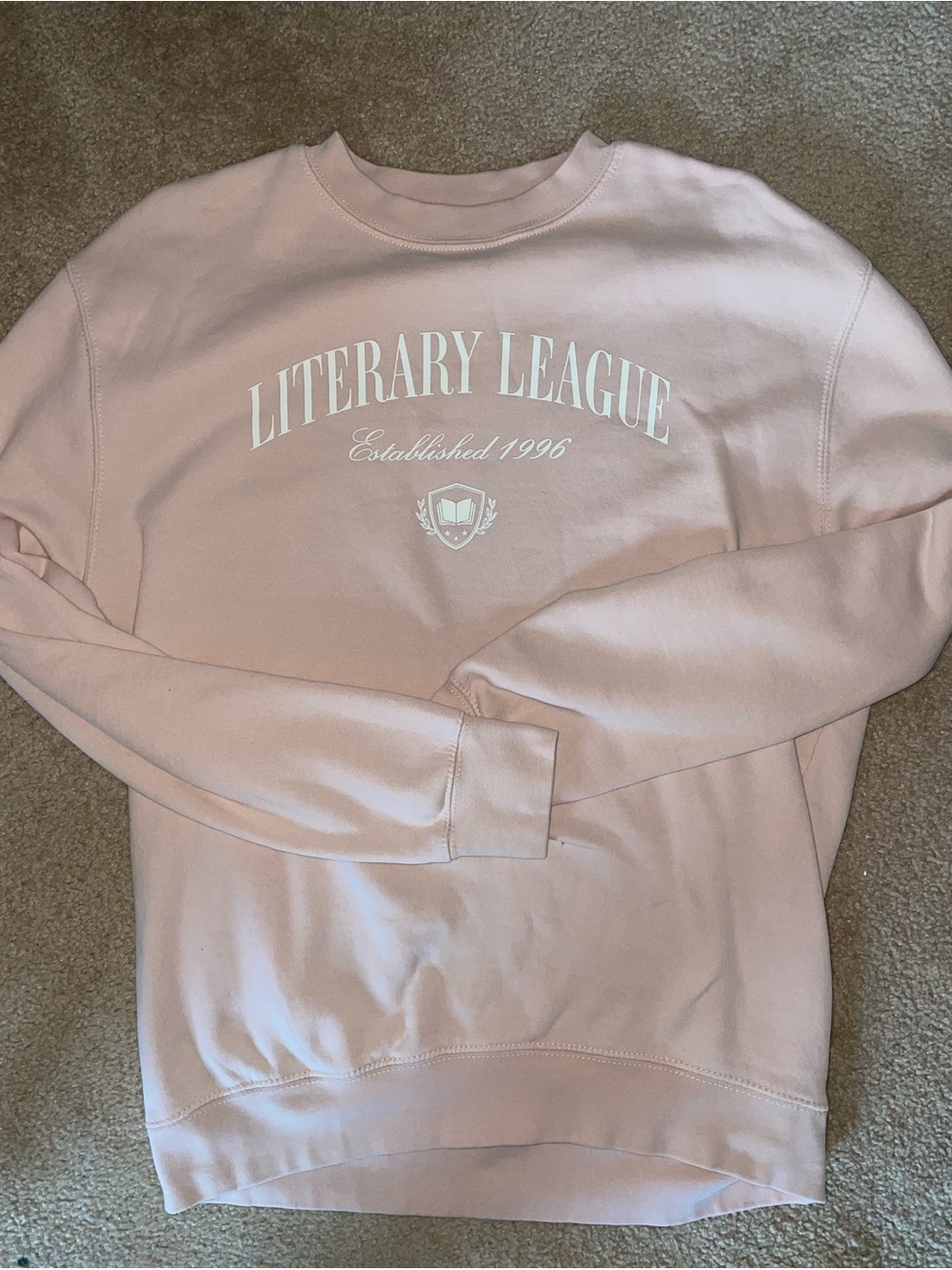 Indigo Exclusive Soft Peach Pink Literary Crew Pullover Sweatshirt